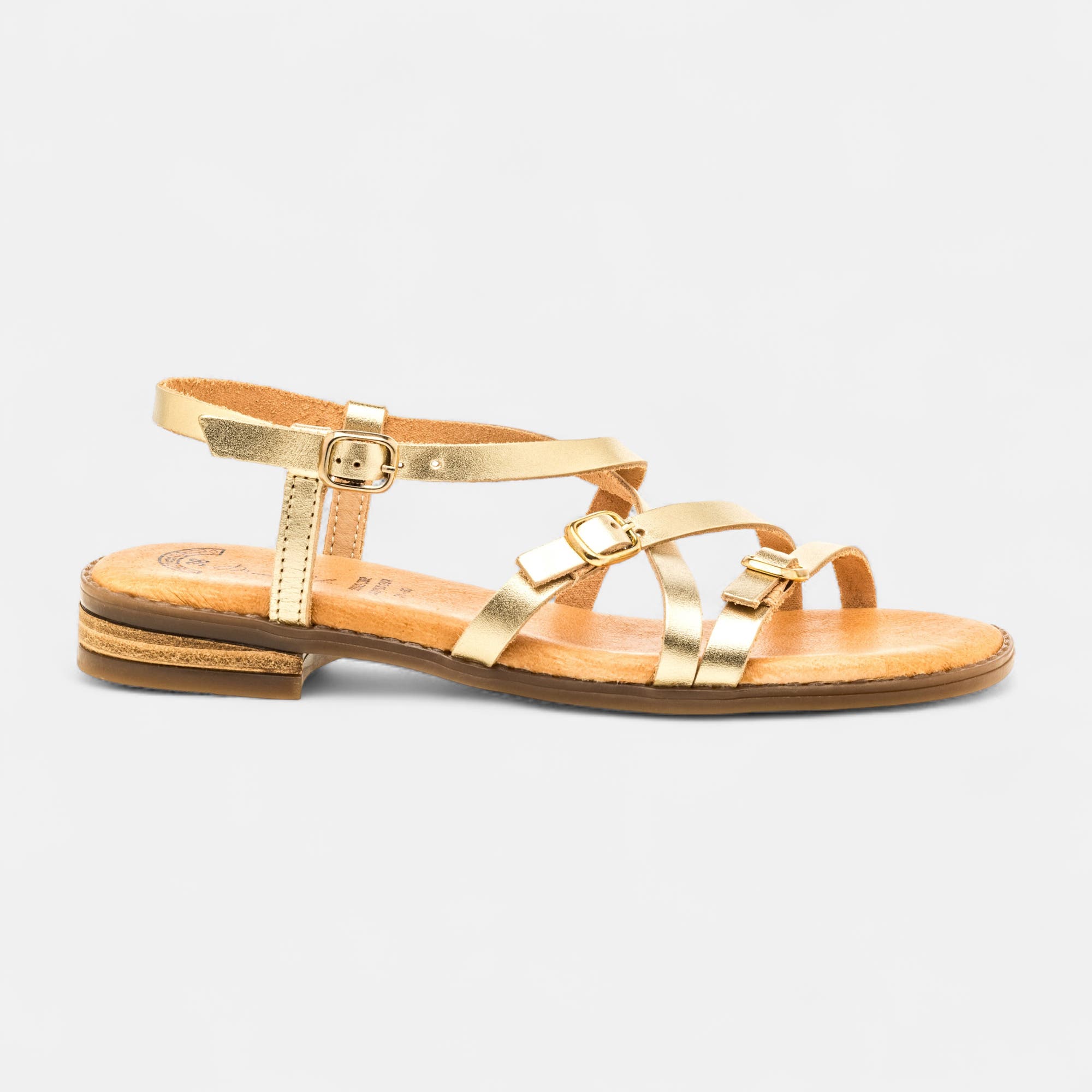 Nu-pieds Femme en cuir or