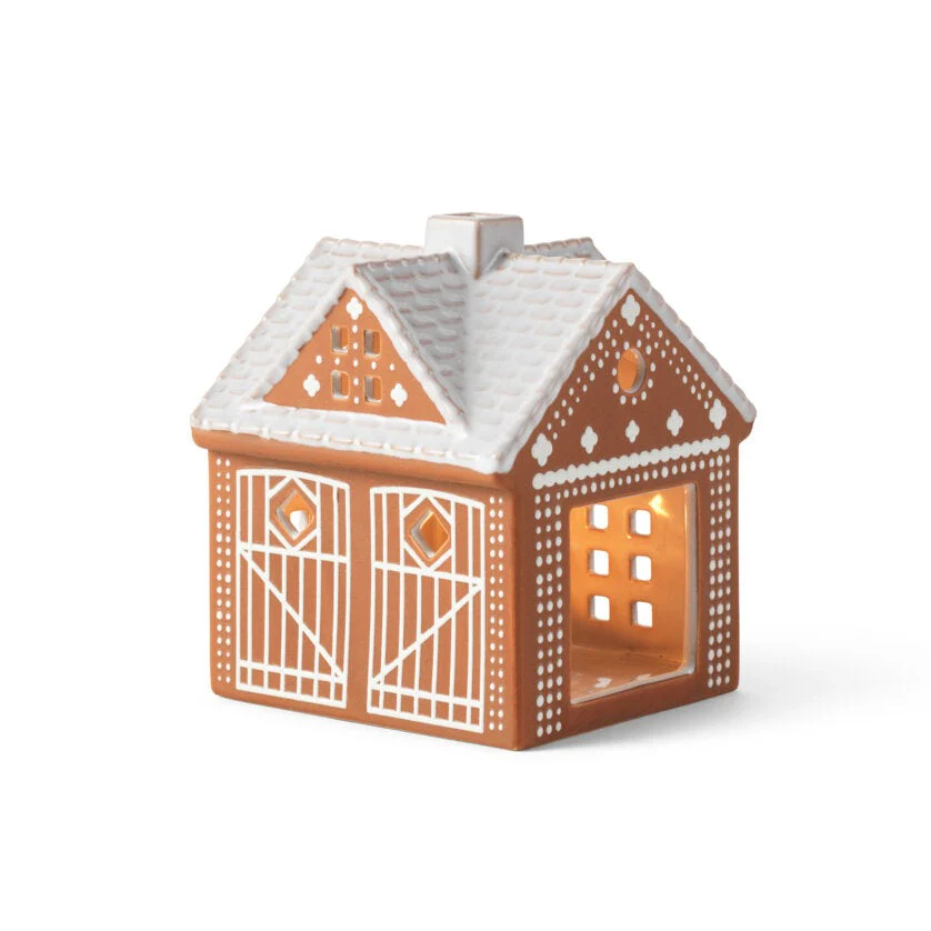 Kähler  Gingerbread Lyshus Julestald, brun - H11.5 cm.