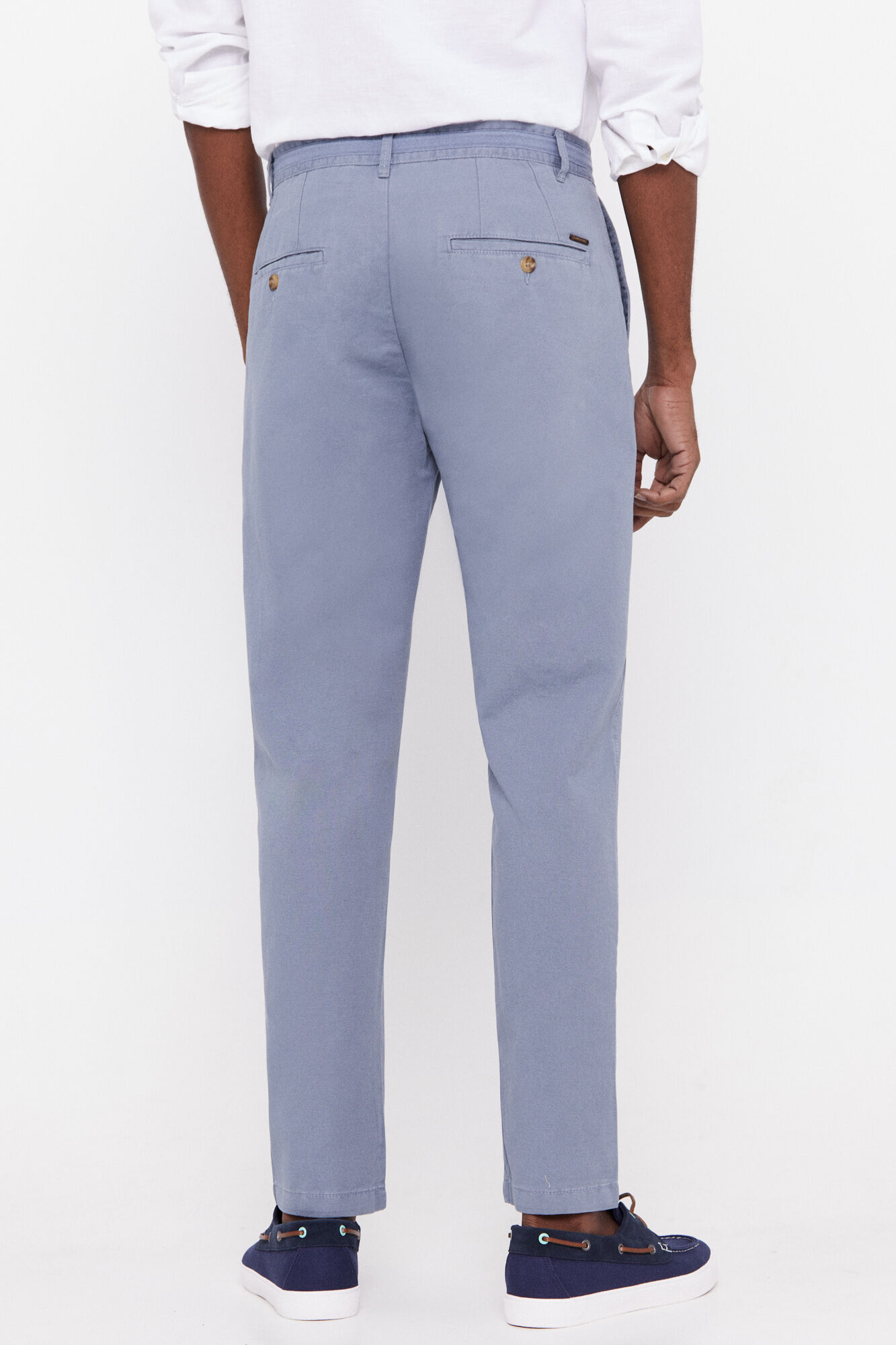 Calça chinesa de corte regular com cordão - Azul
