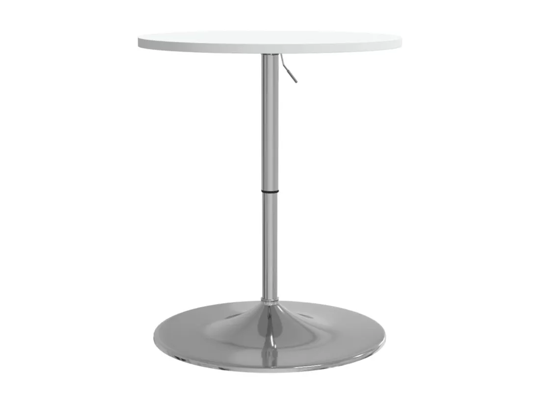 Table de bar blanc 60x60x90cm bois d'ingénierie et acier chromé