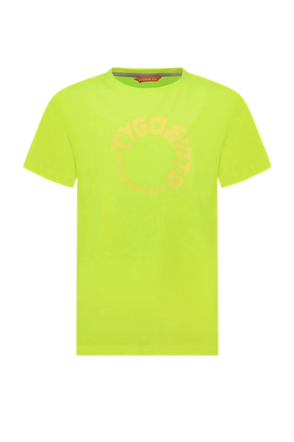 TYGO & vito T-shirt James met logo neongeel