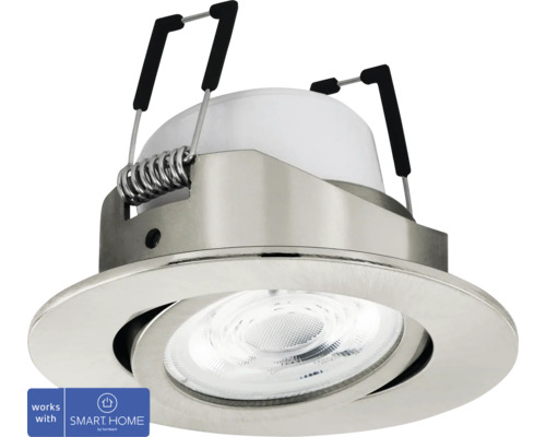 LED Smart Light Inbouwspot, Dimbaar, 5W, 400 lm, CCT RGB, Ø 8,8/6,8 cm, Nikkel/Mat, 230V - Compatibel met SMART HOME van hornbach