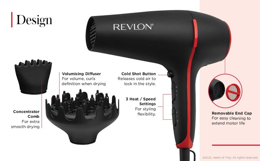 Revlon Tools Smoothstay™ Coconut Oil-Infused Hair Dryer + Volumising Diffuser