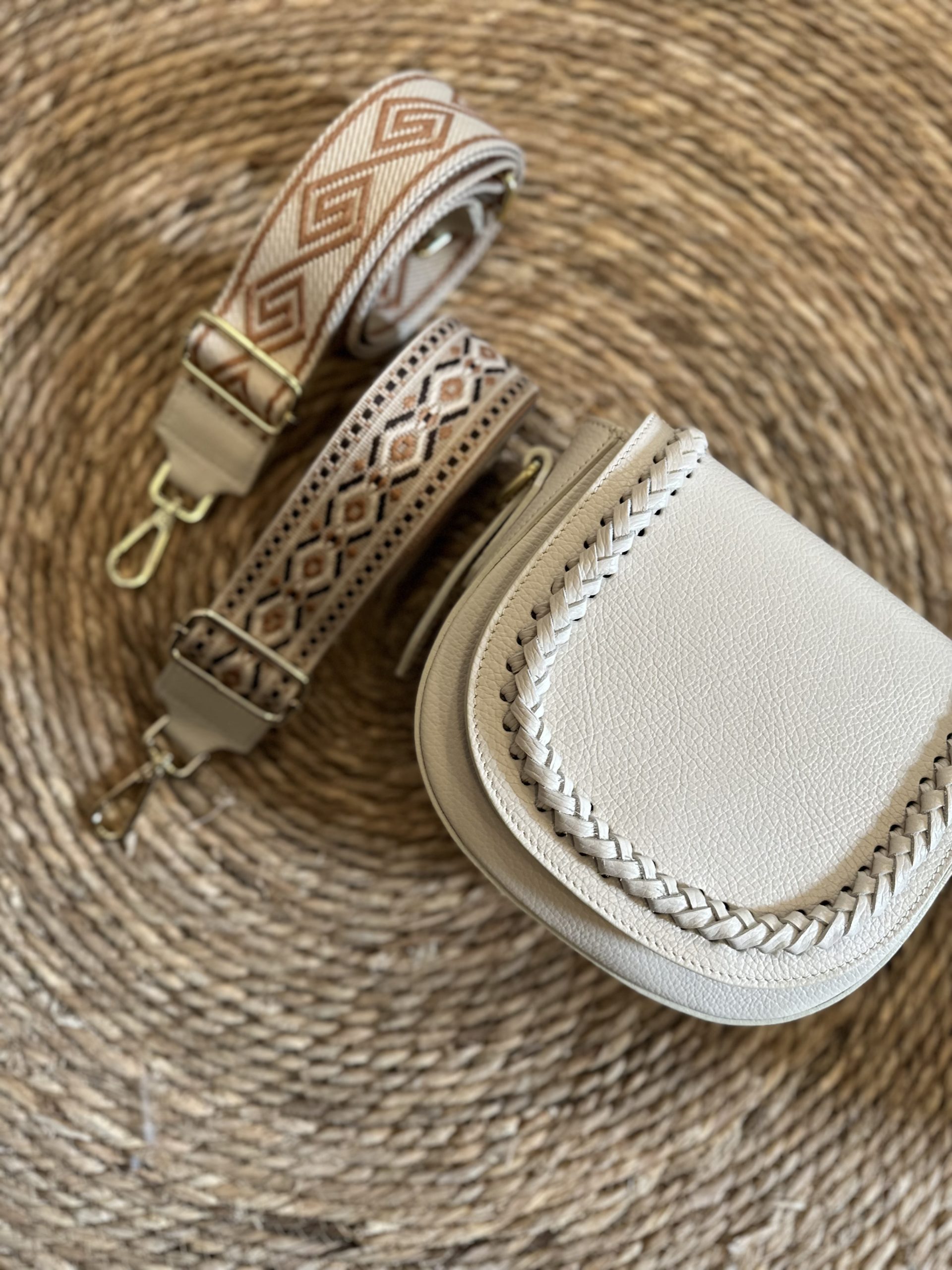 Bag Strap - Ecru/Cognac - Goud