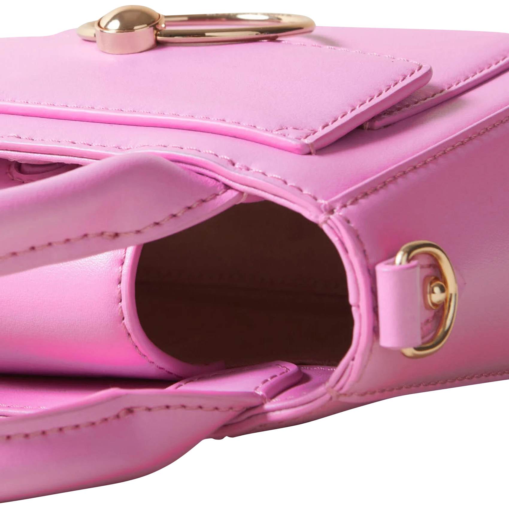 Mini sac bandoulière en cuir lisse| Rose