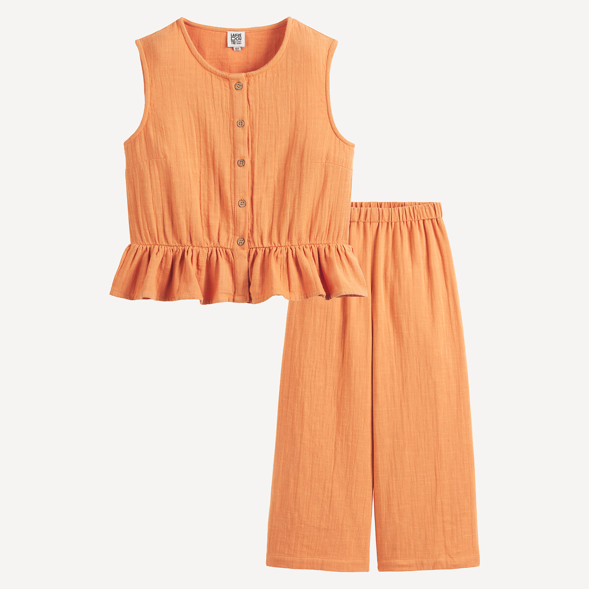 COLEÇÕES LA REDOUTE<br>Conjunto de blusa e calça de algodão