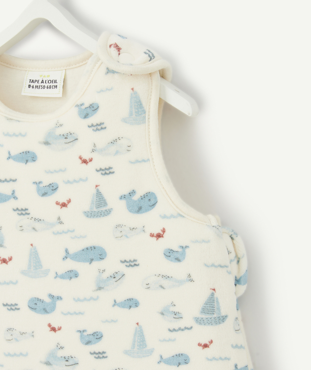 GIGOTEUSE BÉBÉ EN REMBOURRAGE RECYCLÉ MOTIFS BALEINES