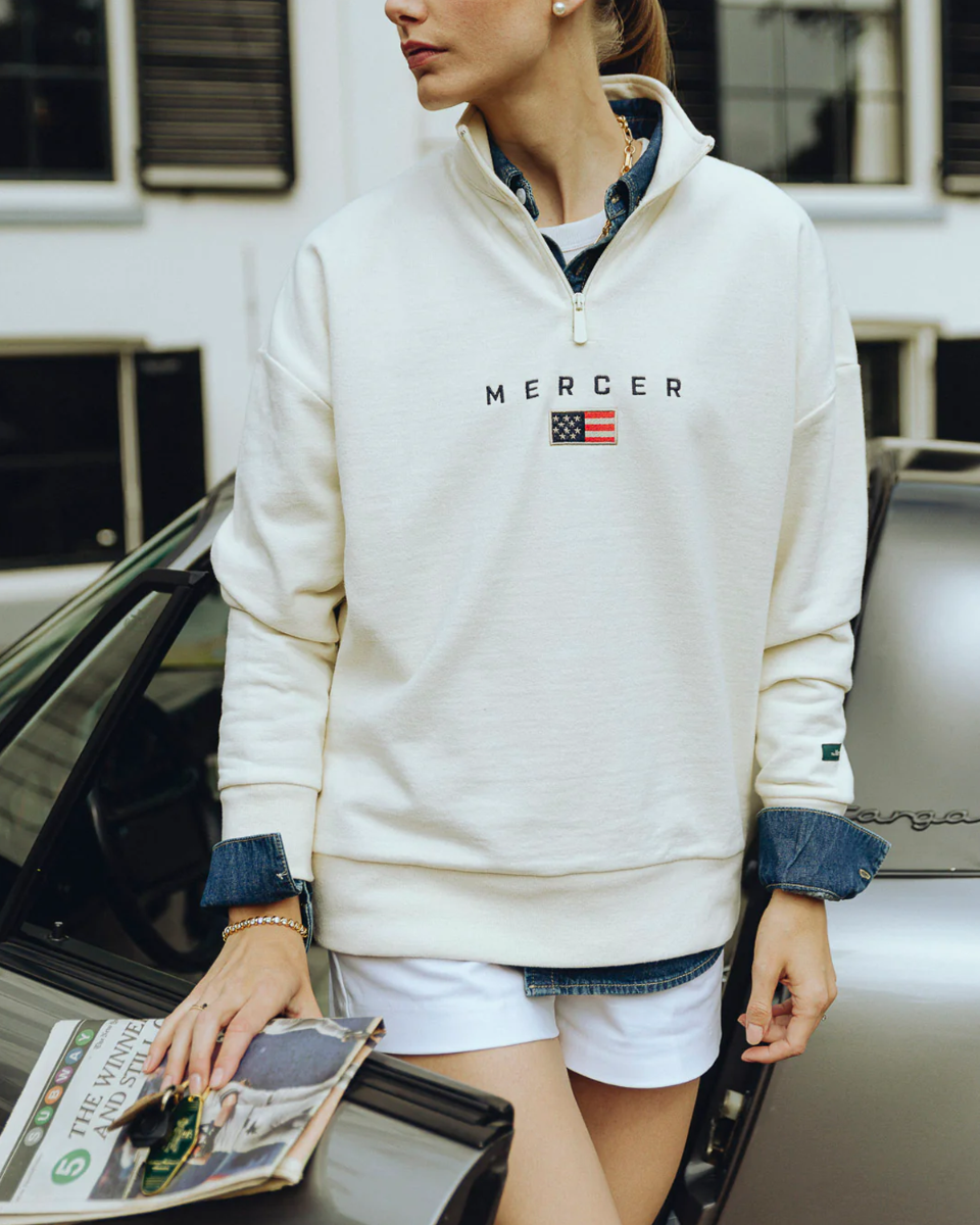 Mercer Amsterdam The Mercer Quarter Zip Off-White Sweater