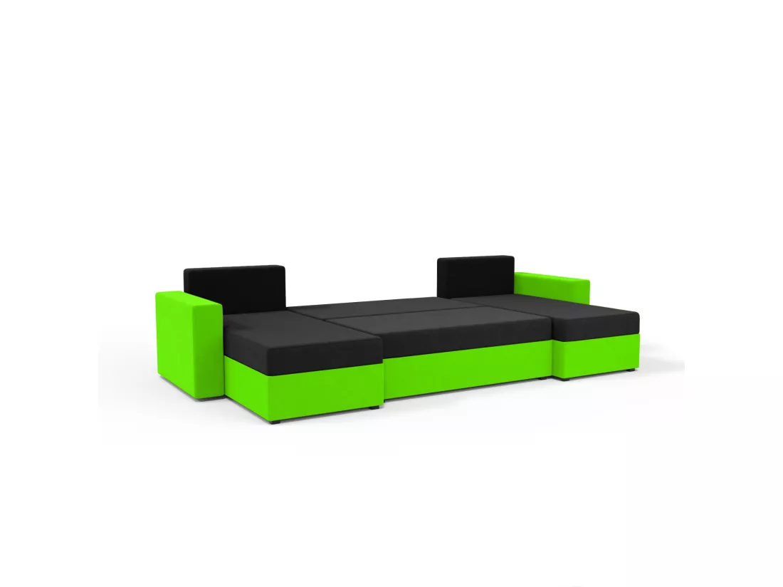 CANAPÉ PANORAMIQUE avec fonction de couchage Susanne jusqu’à 8 places, Noir+Vert