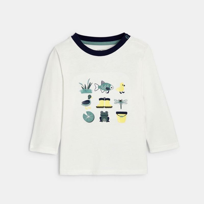 T-shirt animaux blanc bébé garçon Blanc