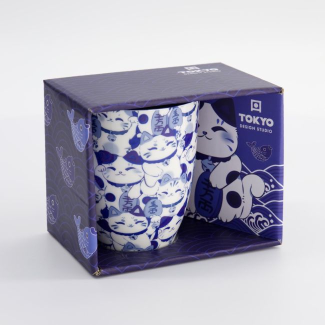 Tokyo Kawaii Blauwe Maneko Mok 8,5x10,2 cm