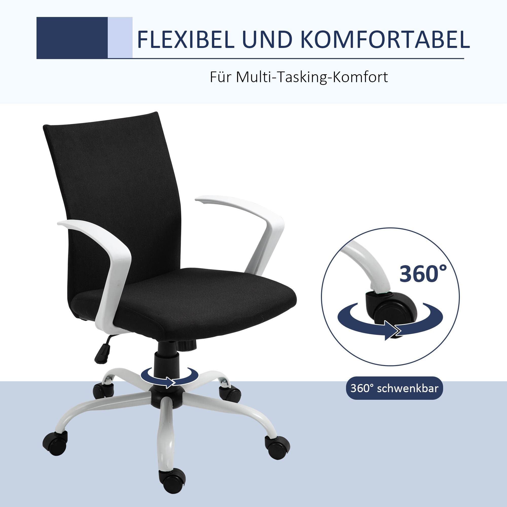 Vinsetto Bürostuhl höhenverstellbar 61 x 61 x 89-99 cm (BxTxH)