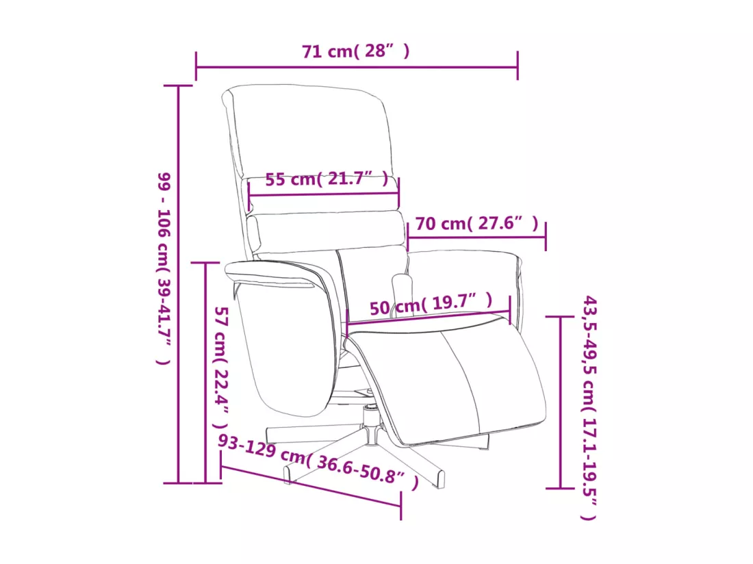 Fauteuil inclinable de massage repose-pieds gris similicuir