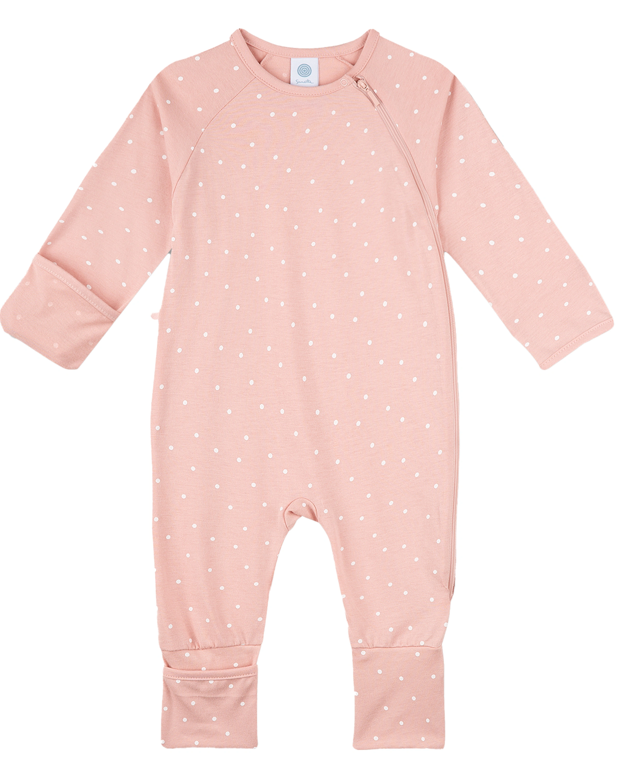 Langarmstrampler LITTLE DOTS in silver pink