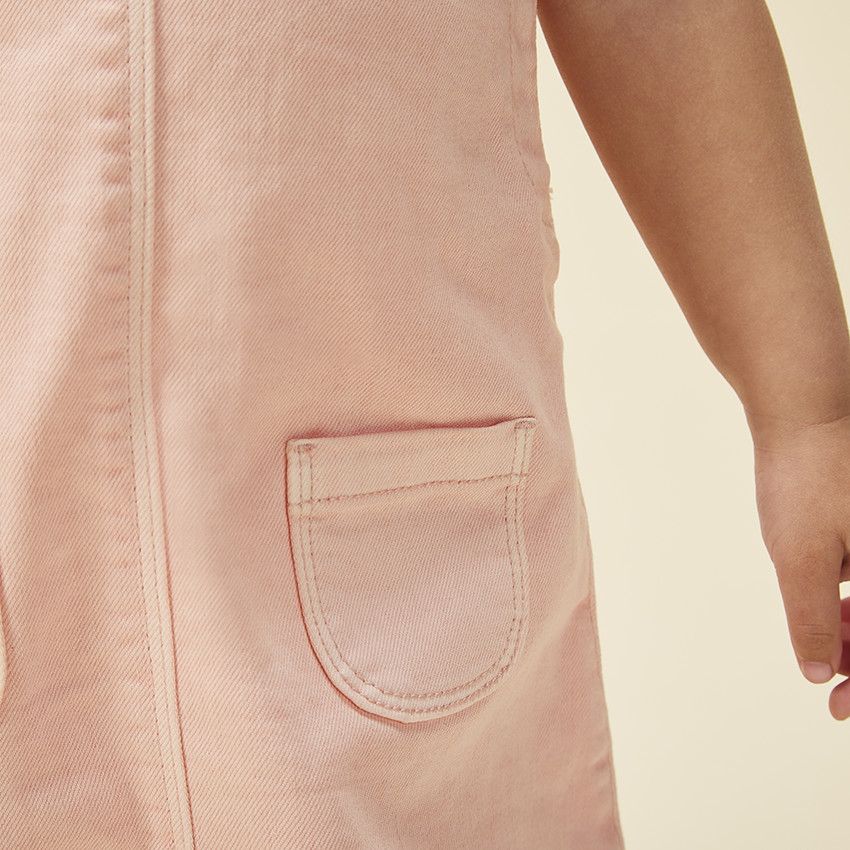 Robe salopette à cœurs dorés pour bébé fille - Rose