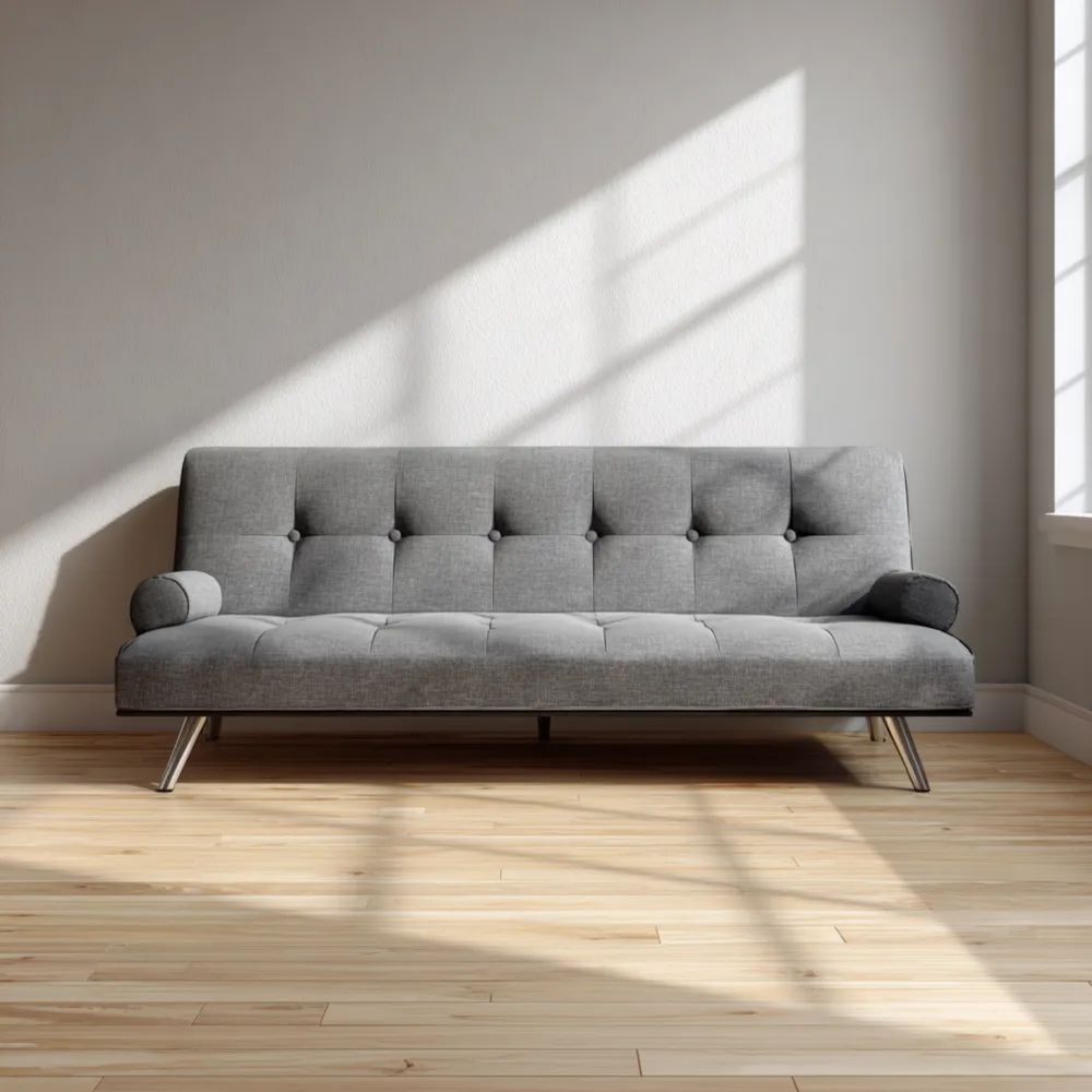2-Sitzer Schlafsofa Stoff 180x80x78 cm – Hellgrau – Modernes Design