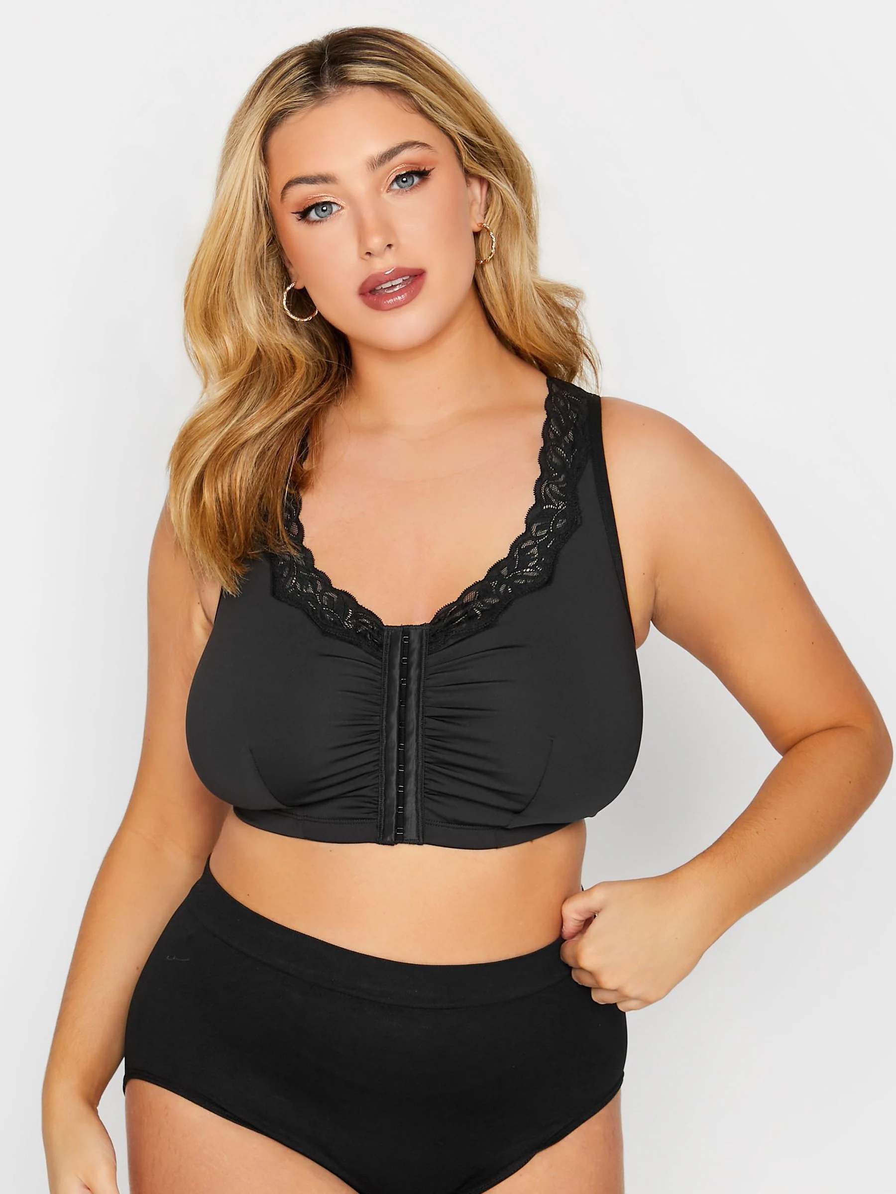 Yours Curve Lace Trim Front Fastening Bra 2 Pack