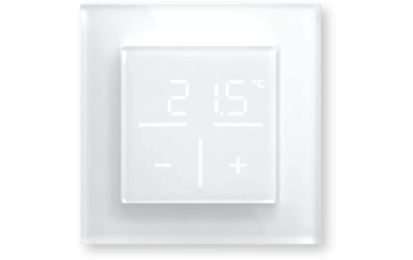 Glas Wandthermostat Weiss<br>Wandthermostat mit Luftfeuchtigkeitssensor