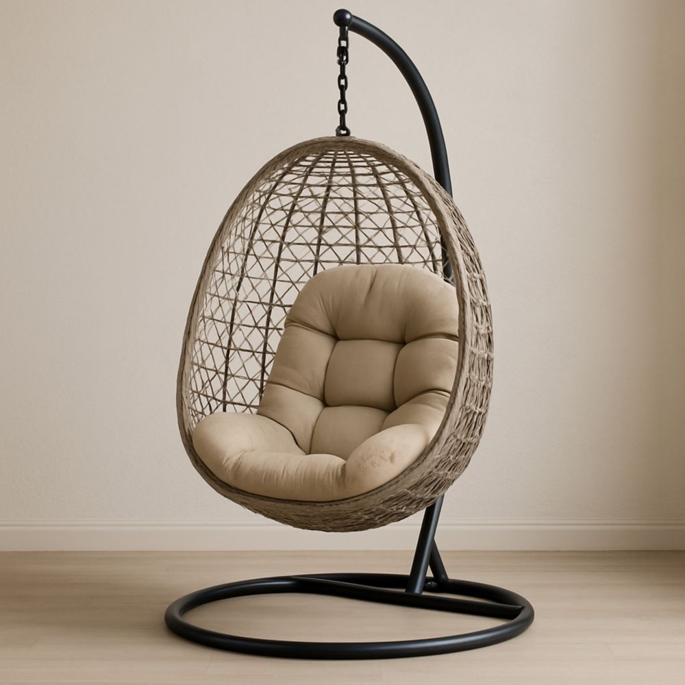 Hängesessel Korb Hellbraun Rattan Stahl 200x100x105 cm