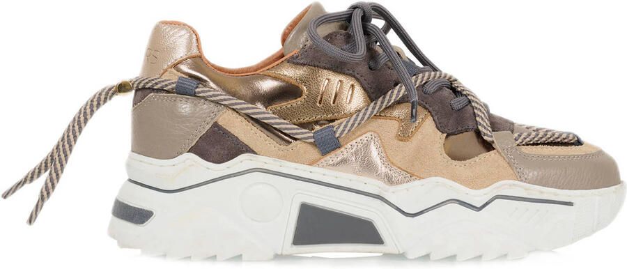 DWRS The label DWRS Dames Sneakers Bruin Leer Suéde