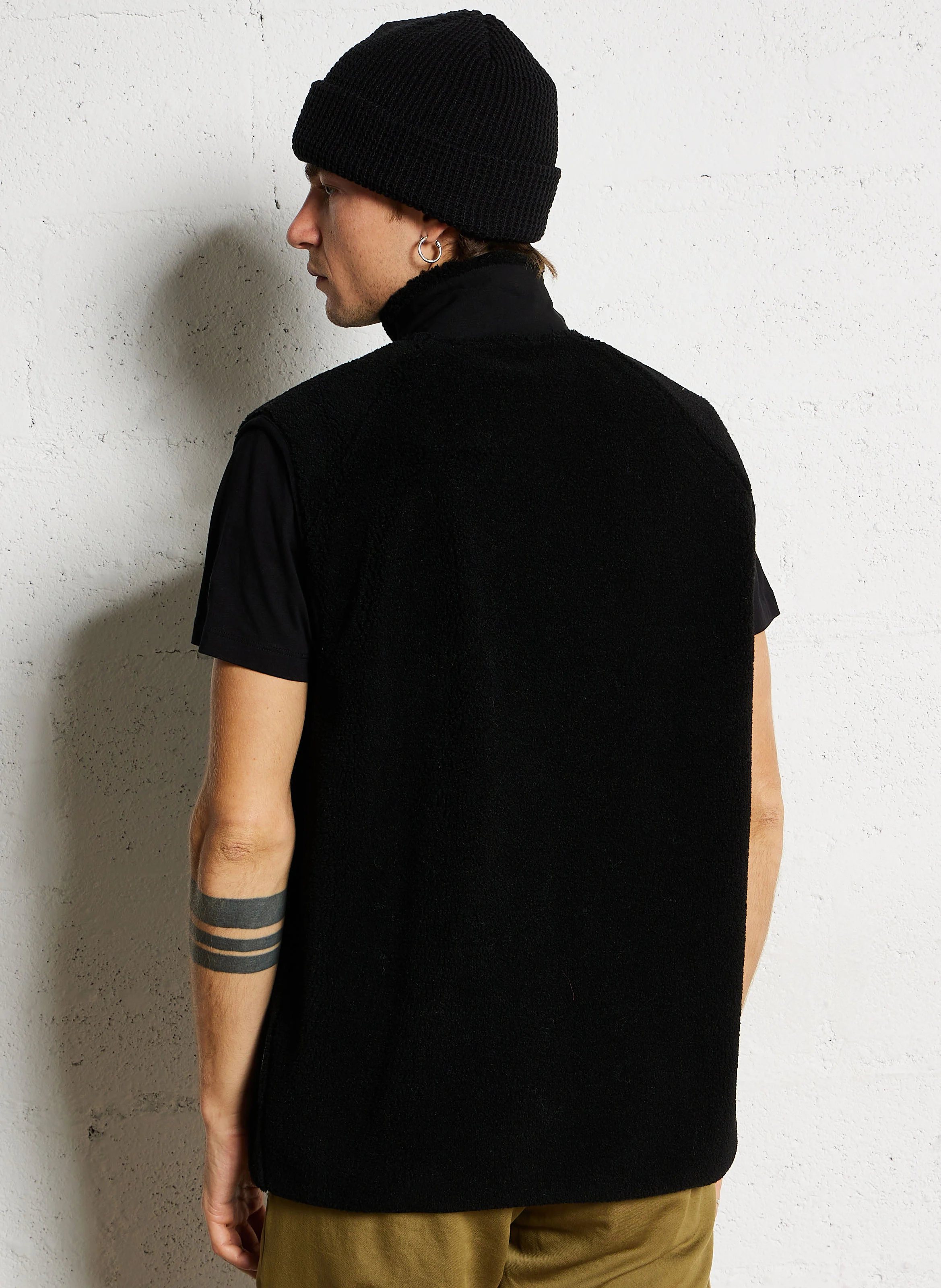 RUDY - Polaire col montant droite en sherpa | Noir