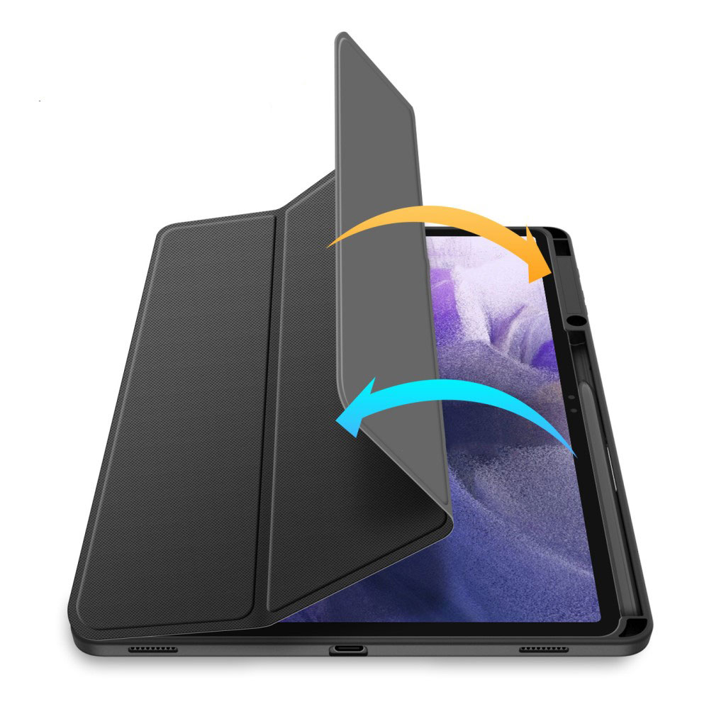Samsung Galaxy Tab S8  Plus / Tab S7 FE 5G / Tab S7  Plus Leder Tasche Smart Cover Schutzhülle   S-Pen Halter - Schwarz