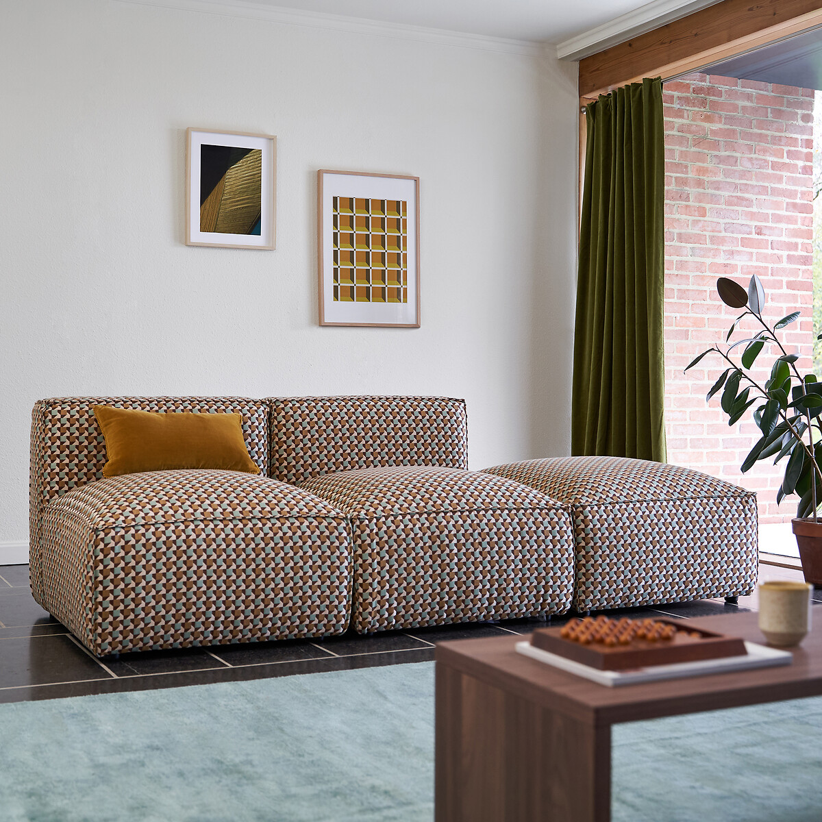 LA REDOUTE INTERIORS<br>Banco modular em tecido jacquard Origami, Seven