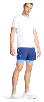 Short 2-en-1 Under Armour Launch 5in Bleu Homme