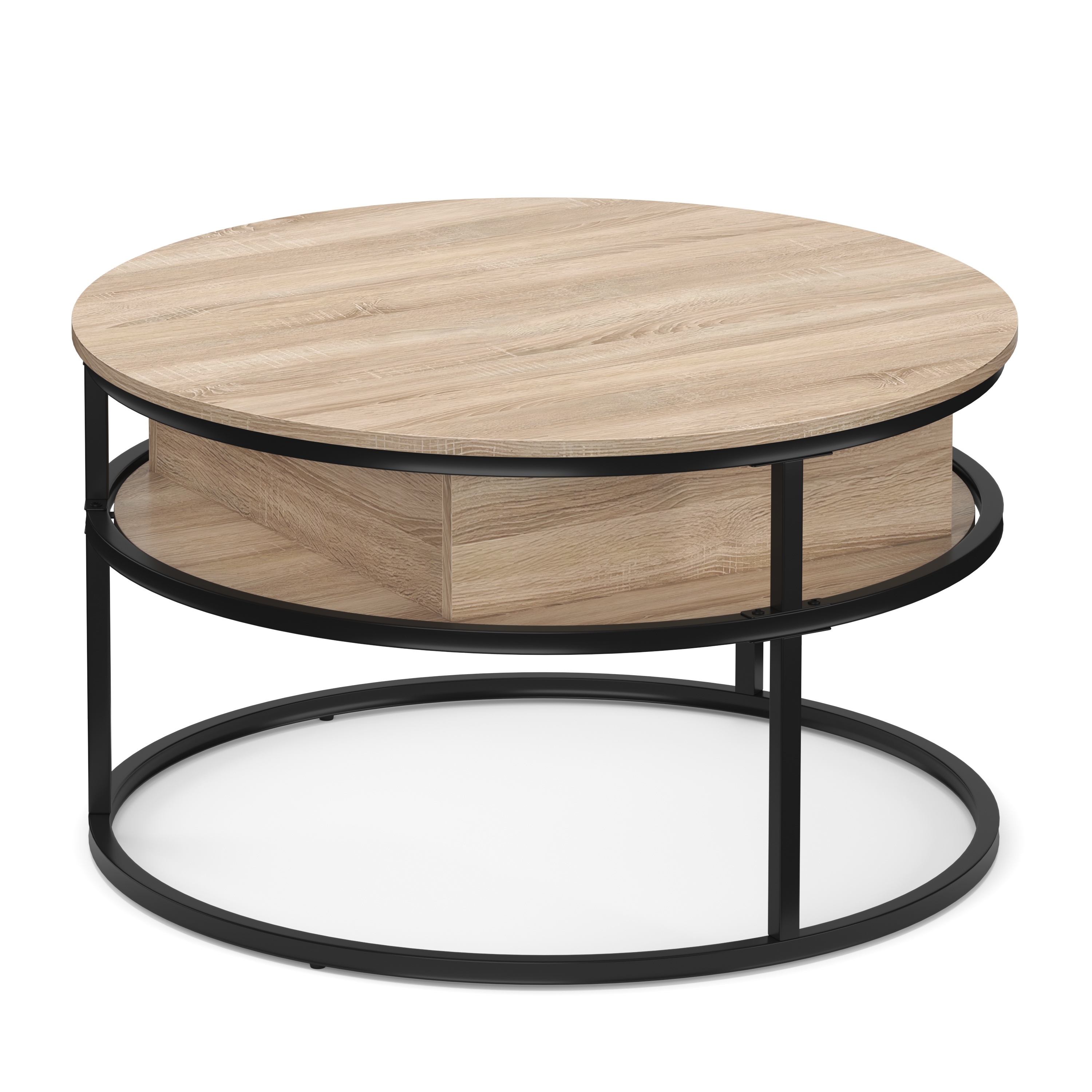 Beistelltisch FLEXORA höhenverstellbar rund 80 cm hellbraun