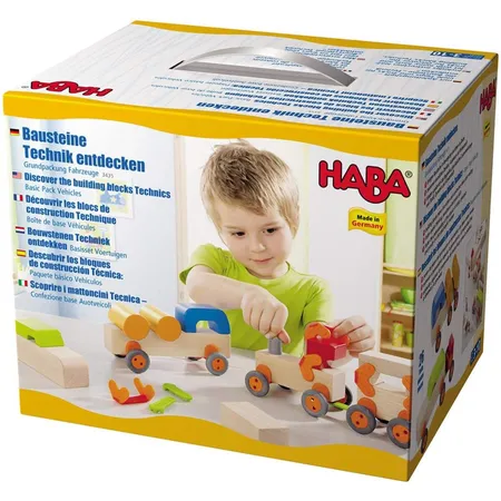 HABA 3435 Bausteine Technik entdecken Grundpackung Fahrzeuge