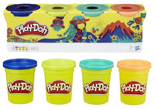 Play-Doh Spielknete orange, dunkelblau, grün, türkis 4 Stück