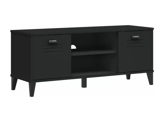 Banc à chaussures VIKEN noir 106x35x45 cm bois massif de pin