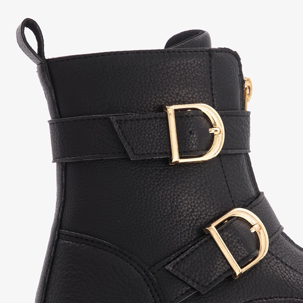Blue Box meisjes biker boots zwart met gespen