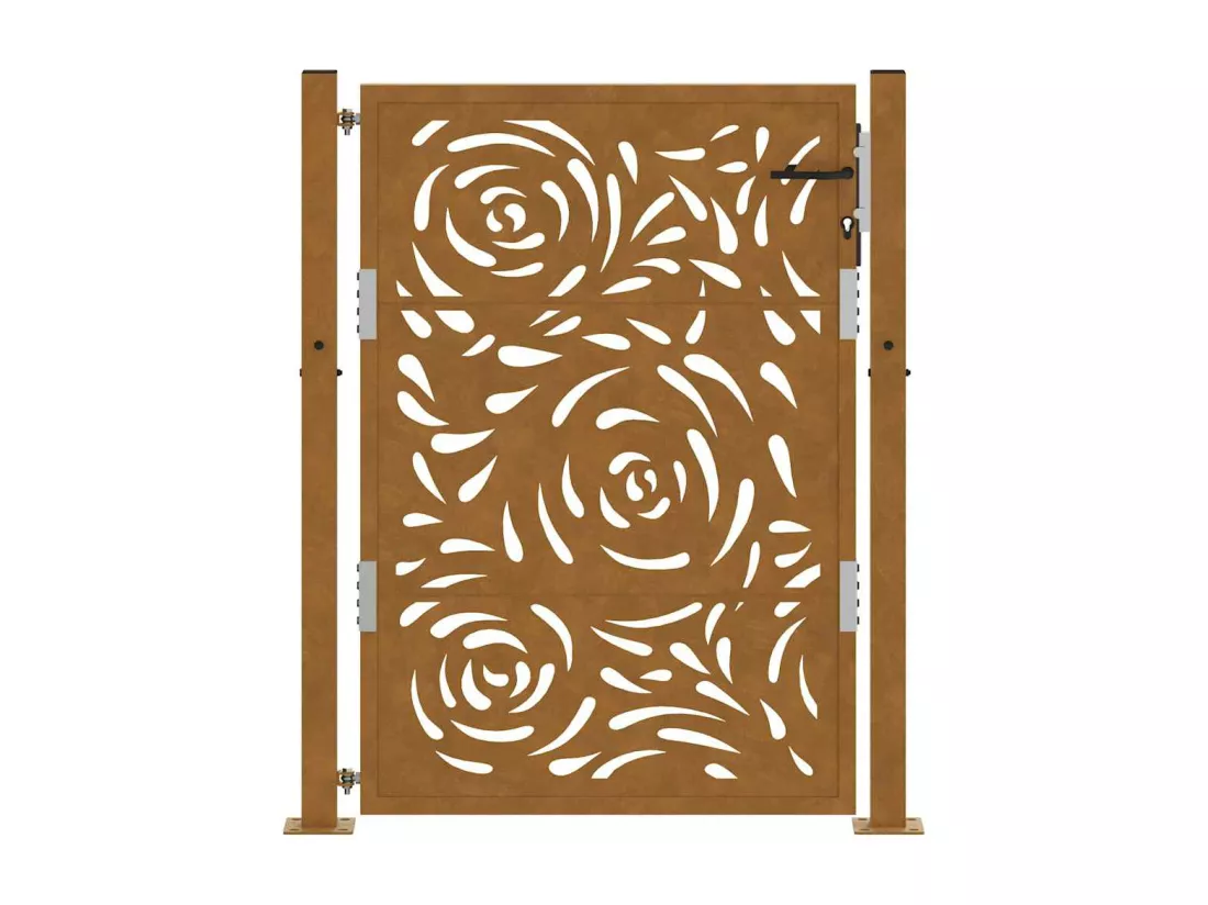 Porte de jardin acier résistant aux intempéries design flamme