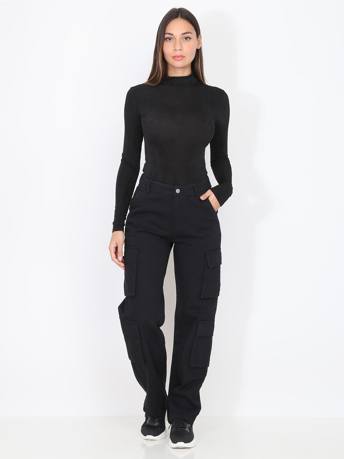 Pantalon cargo taille haute- Noir