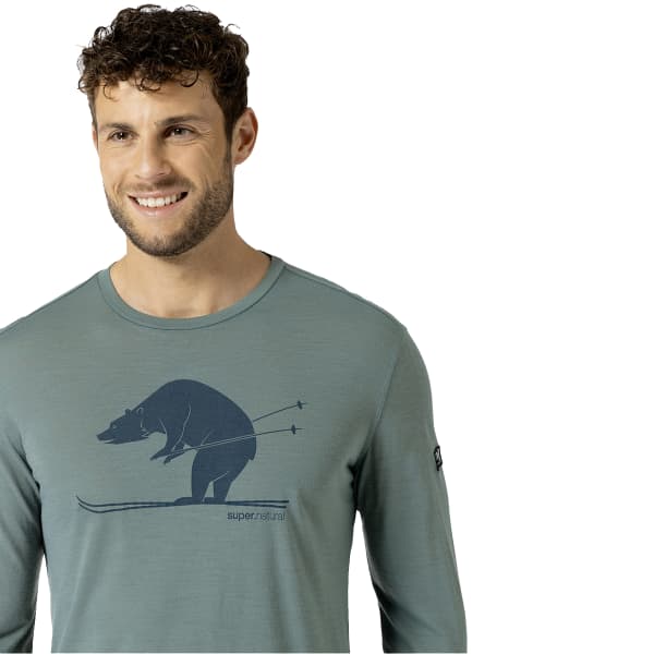 T-shirt randonnée SUPER.NATURAL SKI KARL LS BALSAM GREEN/BLUEBERRY