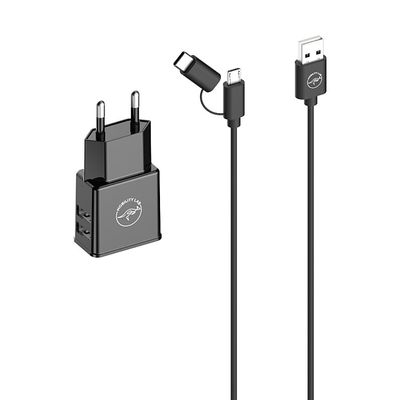 Mobility Lab - Adaptateur secteur - 2 connecteurs de sortie (USB) - sur le câble : Micro-USB - noir