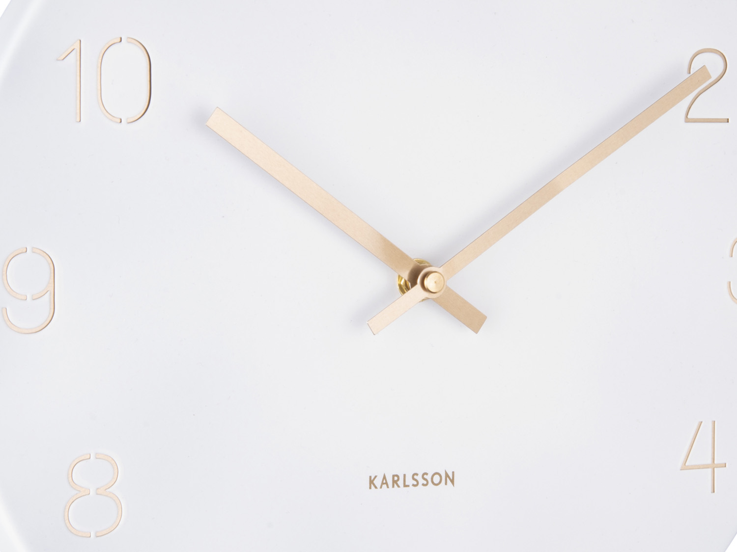 Wall clock Charm engraved numbers small white