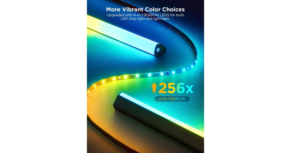 GoveeTV Backlight 3 Lite Kit with Strip Ligth and Ligth Bars verlichting  (2,4GHz wifi, Bluetooth, voor 55 - 65 inch tv's)
