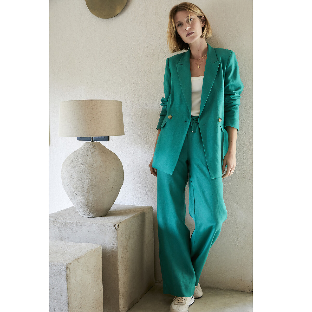 ANNE WEYBURN<br>Regata com decote quadrado, puro algodão penteado