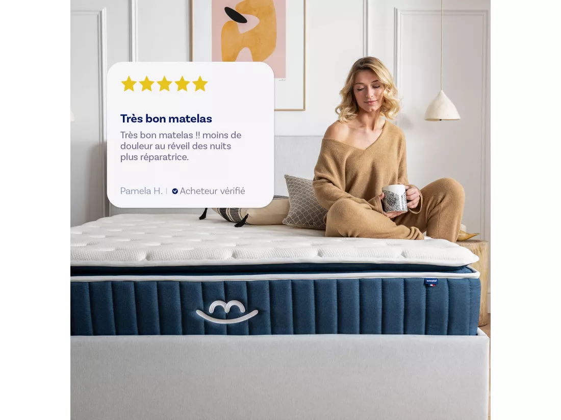 Matelas Hybride 140x190x30cm élu Produit de l'année 2025 ® VICTORIA Luxe - Mousse à mémoire forme et Ressorts Ensachés - Soutien ferme - Morphea