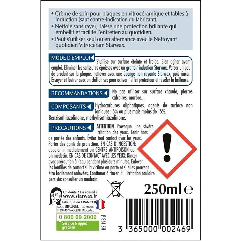 Nettoyant crème pour plaque vitrocéramique - 250 mL