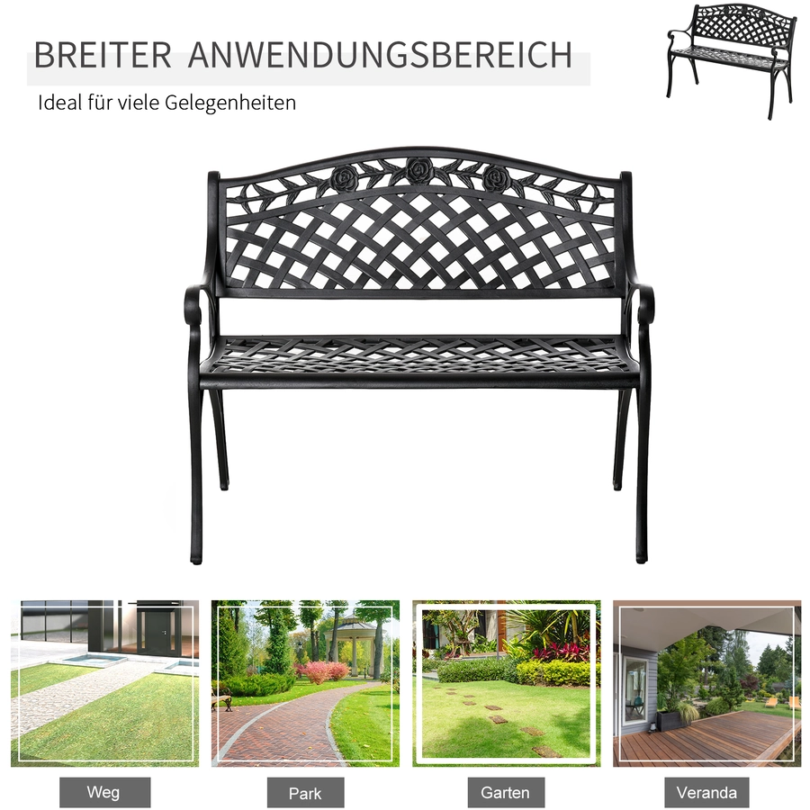 Outsunny Gartenbank aus Aluminium schwarz
