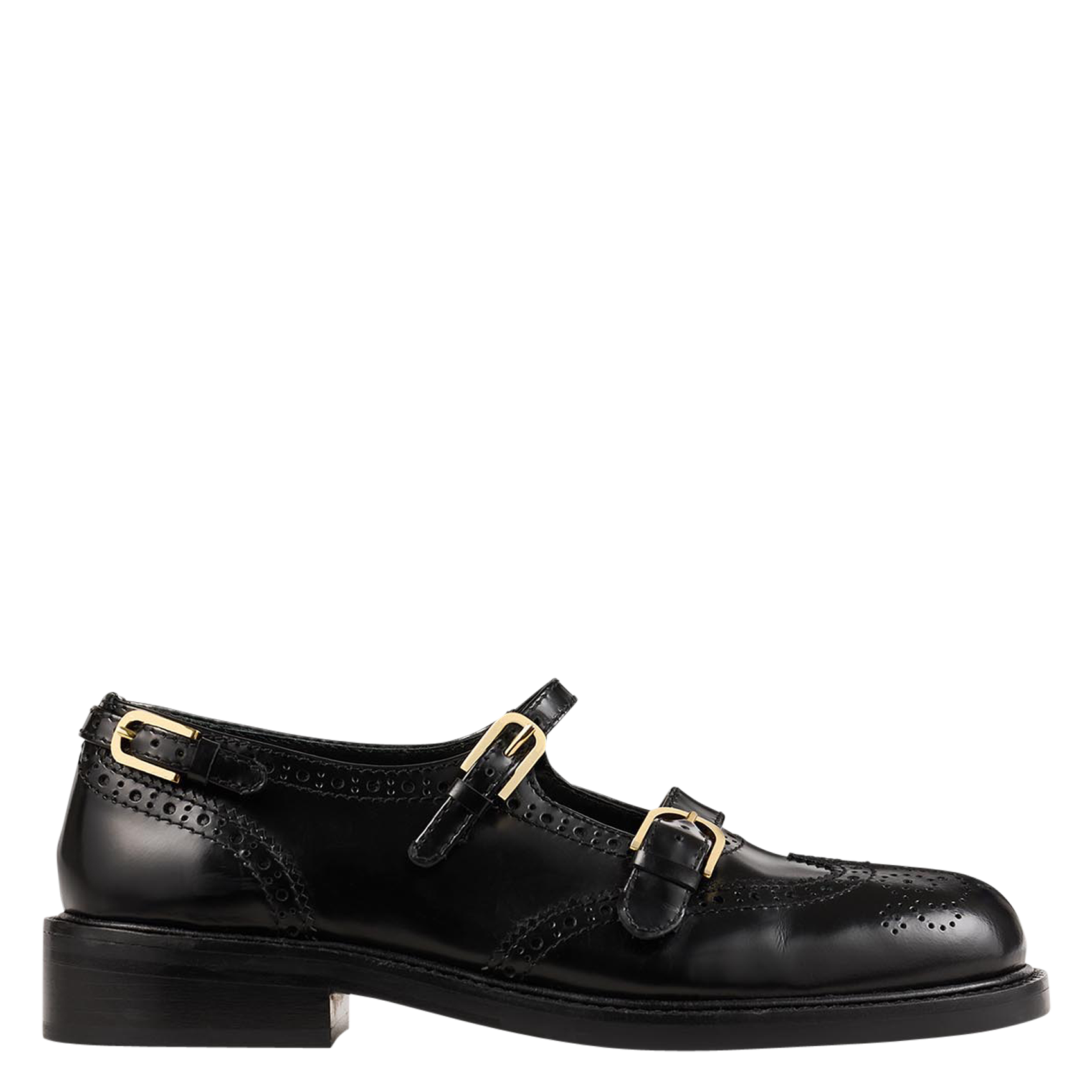 Derbies ouvertes multi-boucles en cuir | Noir