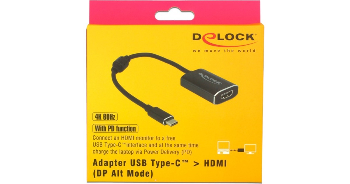 DeLOCKUSB-C (male) > HDMI (female) adapter  (Donkergrijs, 0,2 meter, 4K 60Hz)