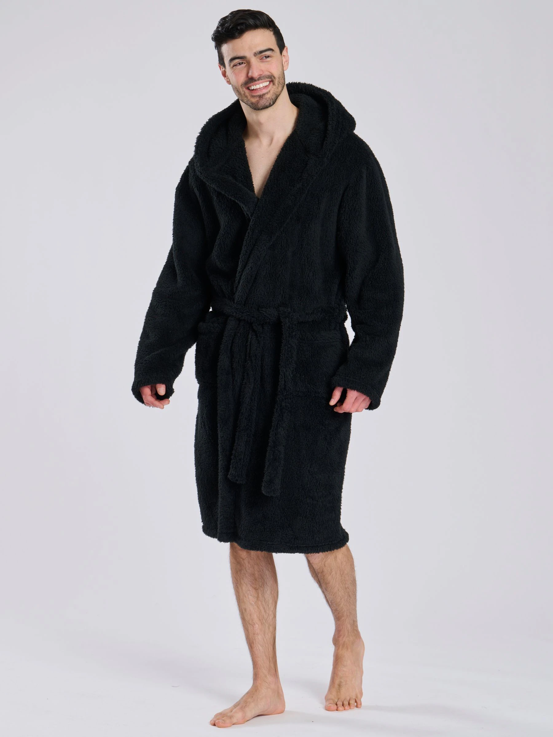 Zwart - Loungeable Sherpa kamerjas met capuchon