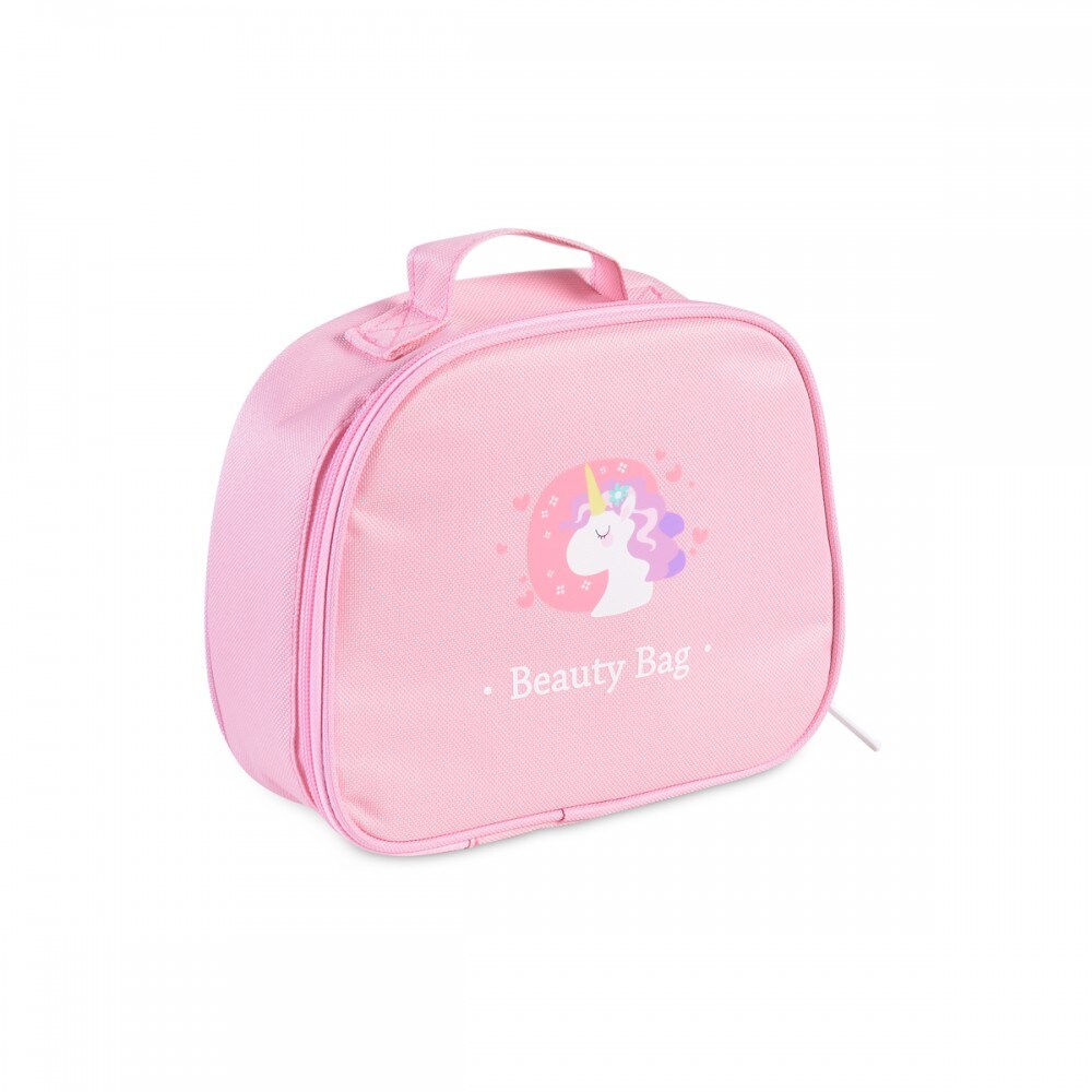 Moni Holz-Spielzeug Kosmetik-Set 4502 Tasche mit 7 Teilen, Spiegel, Kamm, Parfüm rosa