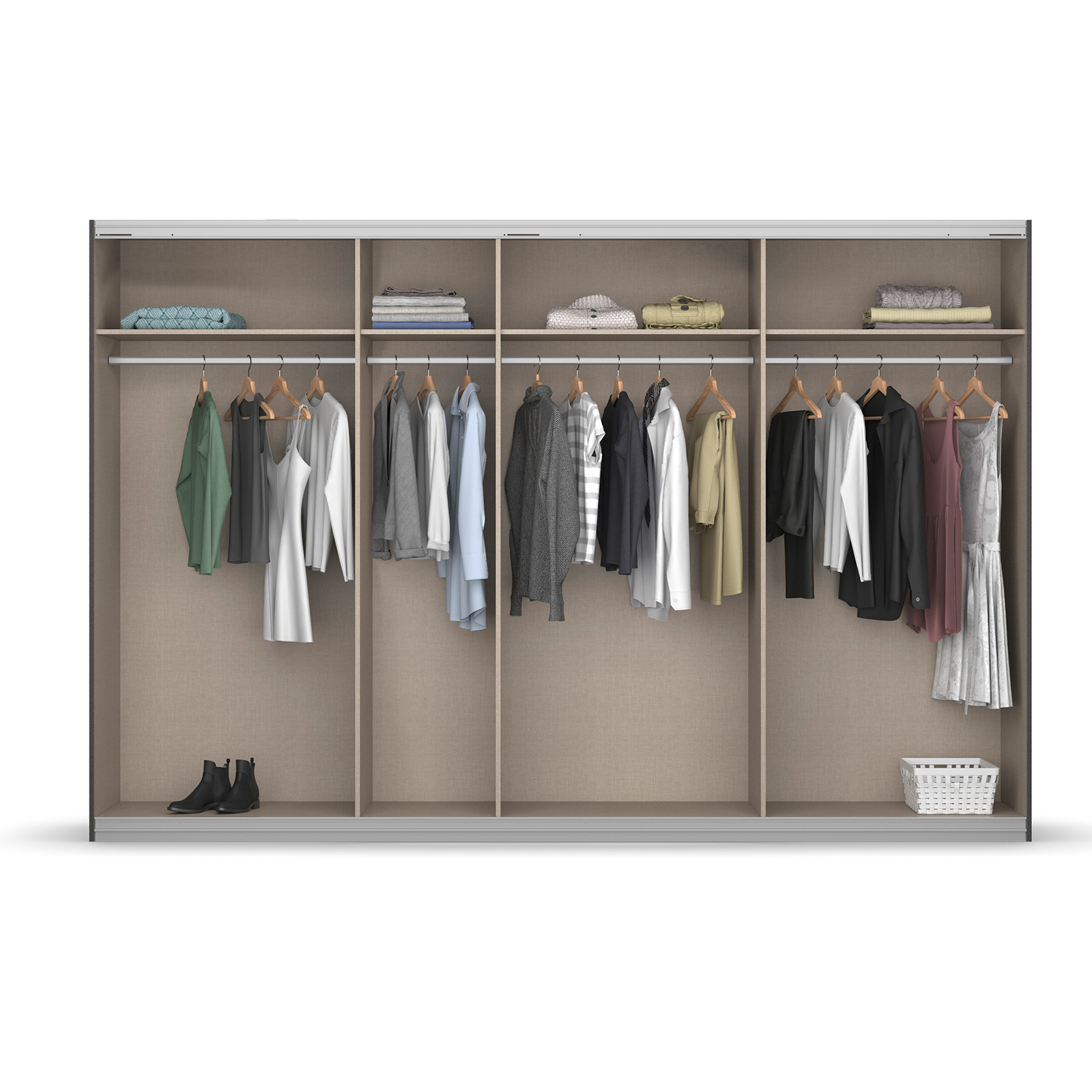 Schwebetürenschrank - weiß Hochglanz - 4-türig - 315 cm