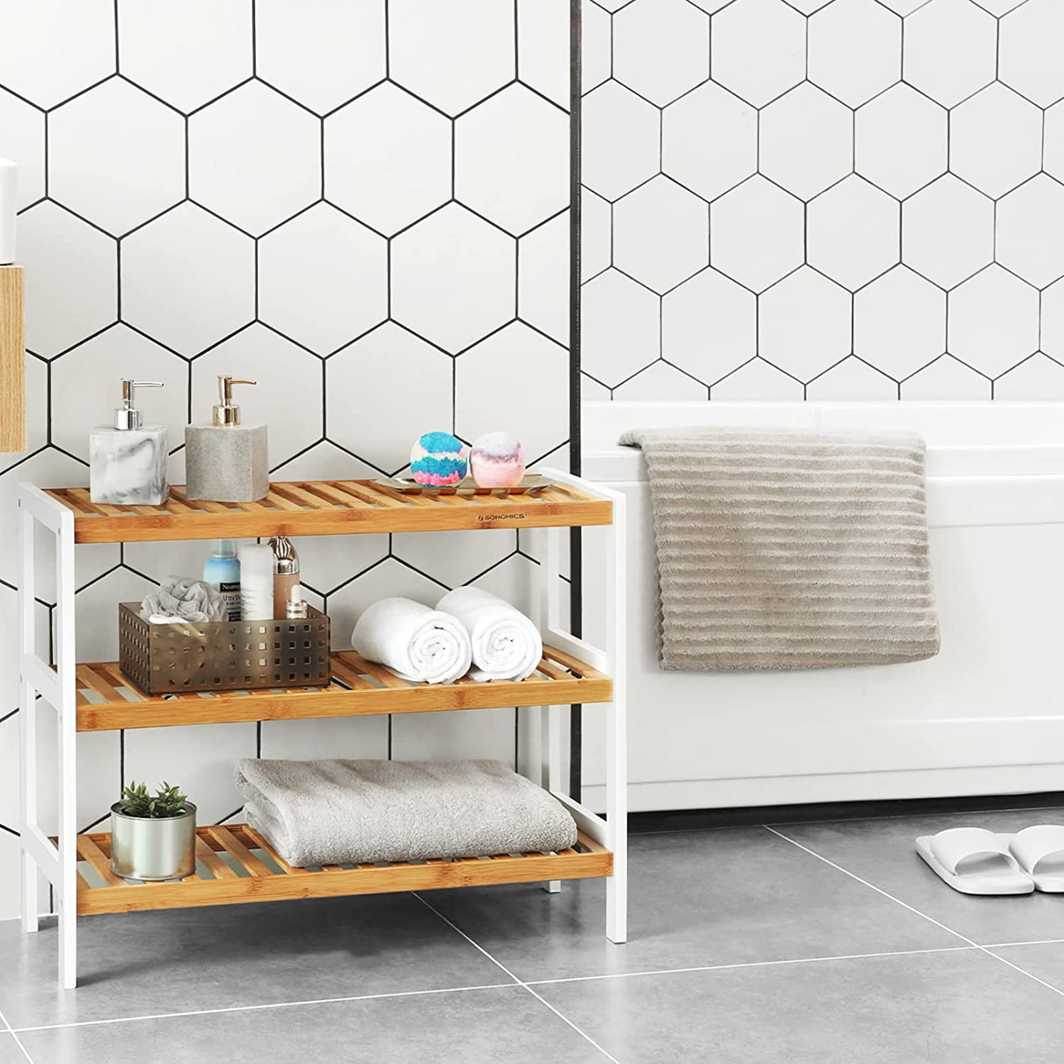 Schoenenrek Indusign bamboe Naturel en wit bamboe