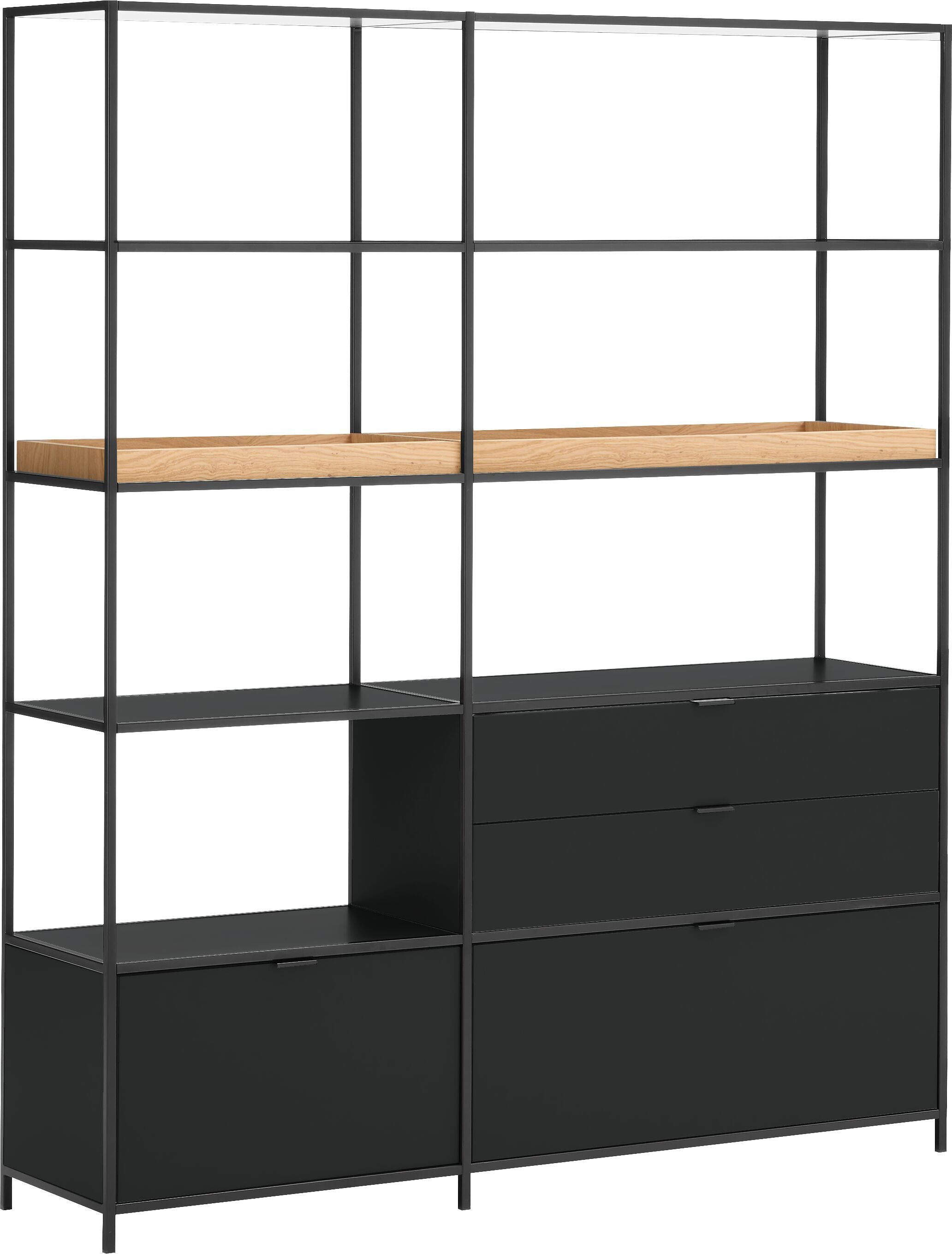 SEVEN Regal - Anthrazit/Eiche / B: 154.8 cm x T: 39.0 cm x H: 189.0 cm